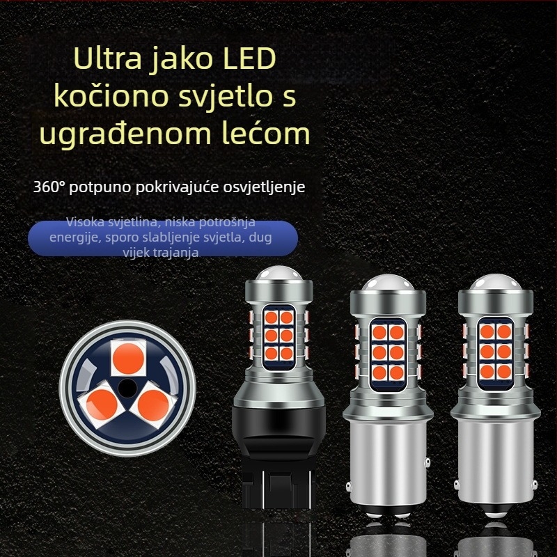 LED svjetlo za kočenje i svjetlo za vožnju unatrag, 12–24 V, kompatibilno s 1156/1157/7440/7743, 3030SMD, 1620 lm, 6000–8000 K, treperenje