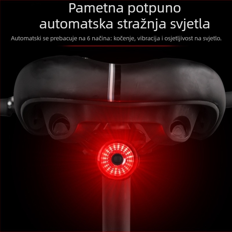 MJR stražnja svjetiljka za bicikl s inteligentnim senzorom kočenja, USB punjiva, prilagodljiva obrada