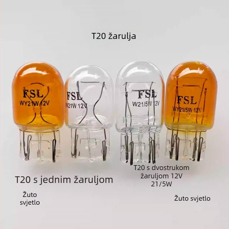 T20 auto žarulja - dvostruko ili jednostruko vlakno (7443/7440), 12V halogenska, 20-30W