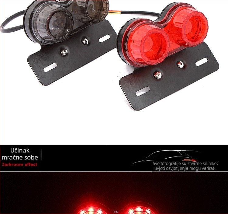Motocikl LED stražnje svjetlo, vodootporno, 12V, 5W, 0,2A, vijek trajanja 100000 h, svjetlo za kočnicu i pokazivač smjera