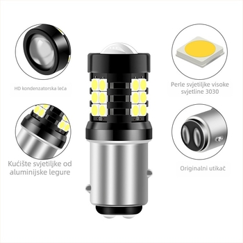 Auto LED svjetlo za kočenje i za vožnju unatrag, 3030 SMD, 21 LED, T15, 12–24V, 6000K