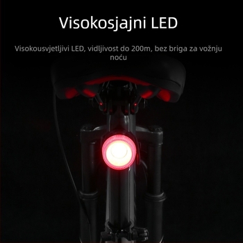 Stražnje svjetlo za bicikl s inteligentnim senzorom vibracija, za noćnu vožnju, visoka svjetlina, vodootporno, dugotrajna baterija