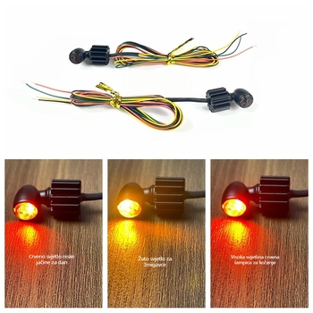 Mini 3-u-1 signalizator za motocikl s LED, 12V, 0,5W, vijek trajanja 30000h, model QYQ-5001
