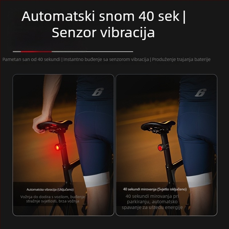 NQY139 Inteligentna stražnja svjetiljka za bicikl i planinski bicikl s indukcijskim cestovnim upozorenjem - Cyclami