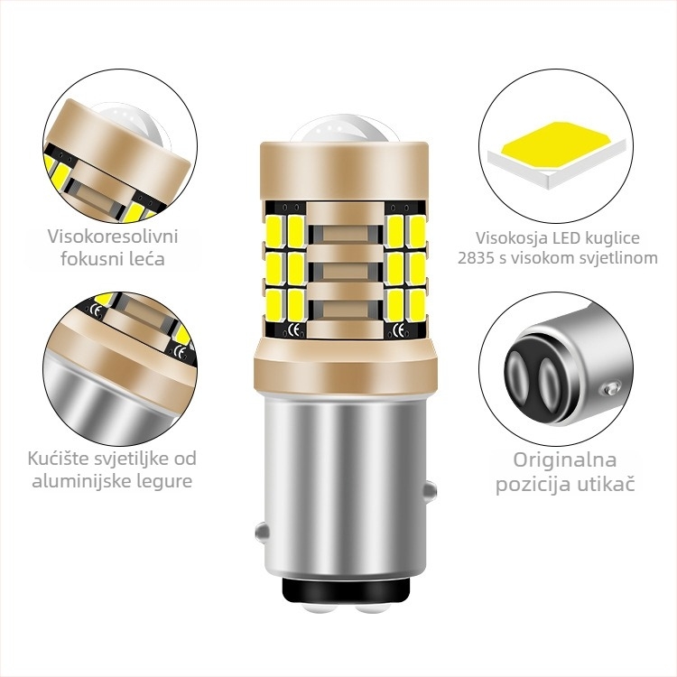 LED stražnja svjetla za automobil 2835 21SMD, 12-24V, 3.6W, kompatibilno s 1157/1156/T15/7440/3157 utičnicama, 600 lm