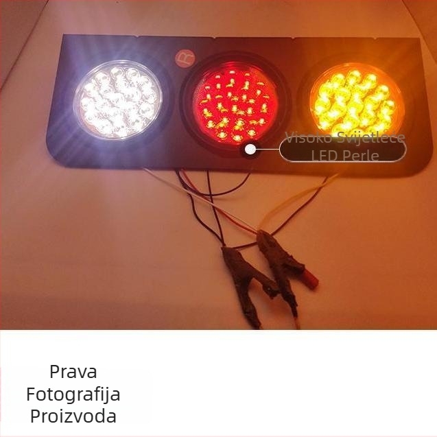 LED stražnja svjetla za teški teretni prikolicu, 24V, srednji set trobojnih stražnjih svjetala, LED izvor, vijek trajanja 30000h, za velike kamione i poluprikolice