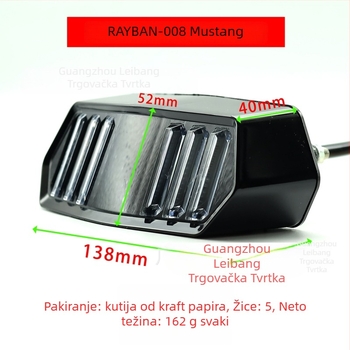 Zadnje svjetlo motocikla, model RAYBAN-008, LED vodnik svjetla, 1.8W, 12V