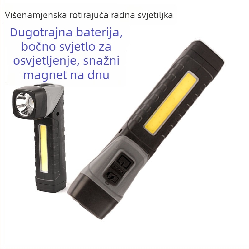 Night Bobcat 5W višefunkcionalna LED lampa s magnetom – ručno radno svjetlo za održavanje automobila, baterija 800 mAh, kućište od ABS-a, punjenje, domet 100–200 m