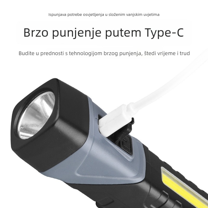 Night Bobcat 5W višefunkcionalna LED lampa s magnetom – ručno radno svjetlo za održavanje automobila, baterija 800 mAh, kućište od ABS-a, punjenje, domet 100–200 m