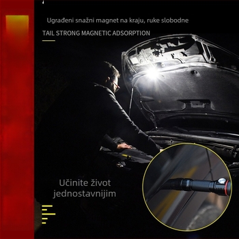 Višefunkcijski fenjer T6/L2 sa zumom i magnetom, COB LED za popravke, ponovno punjenje 10W (18650 baterija • aluminijski kućište • optični zum • COB LED)