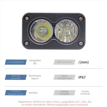 LED automobilni reflektor za motocikle i automobile, 20W, 12–80V, 6000–6500K, vijek trajanja 50 000 h