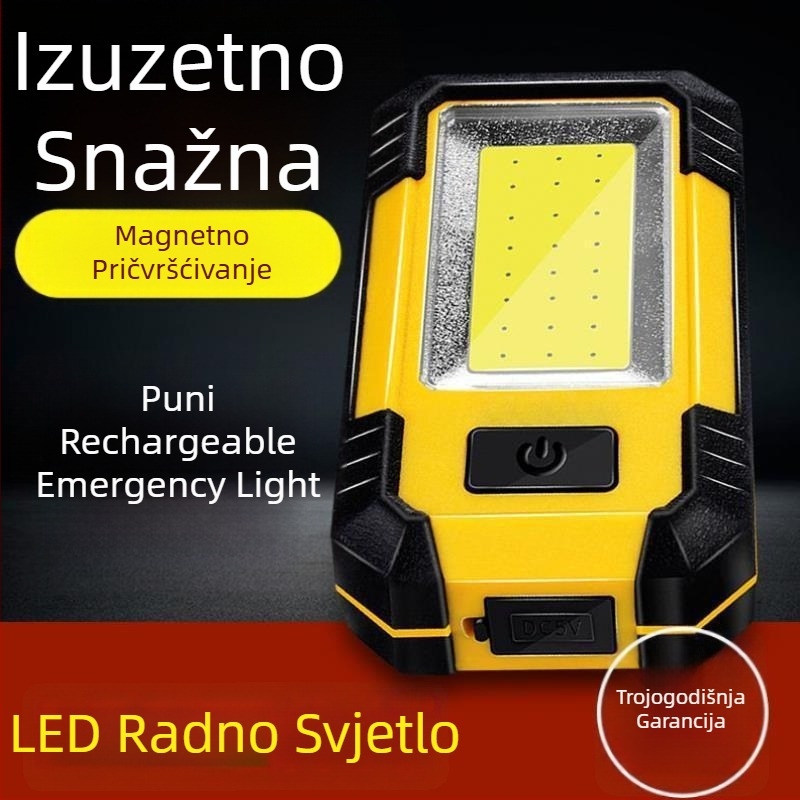 COB radna LED svjetiljka s USB punjenjem, 10W, 3.7V, 4000mAh