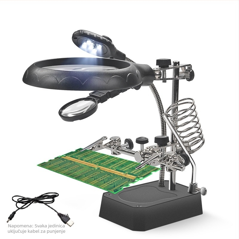 LED lampa s povećalom za popravak PCB ploča, 360° rotacija, energetski učinkovita