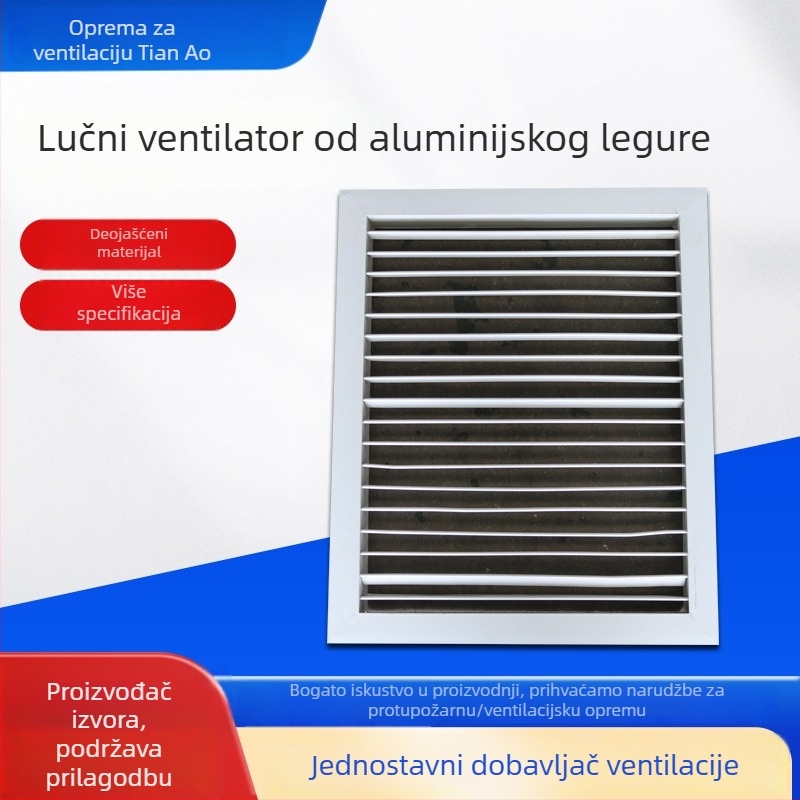 Aluminijski otvor za zrak sa žaluzijama, jednostruki, povrat zraka s filtrom, otvor za inspekciju, ulaz zraka, vanjski zid vodootporan
