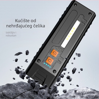 Vanjska dvostruka LED svjetiljka s tijelom od nehrđajućeg čelika, punjiva baterija 1000mAh, 3W LED, domet do 50 m, višenamjenska i izuzetno tanka