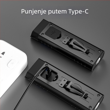 Vanjska dvostruka LED svjetiljka s tijelom od nehrđajućeg čelika, punjiva baterija 1000mAh, 3W LED, domet do 50 m, višenamjenska i izuzetno tanka