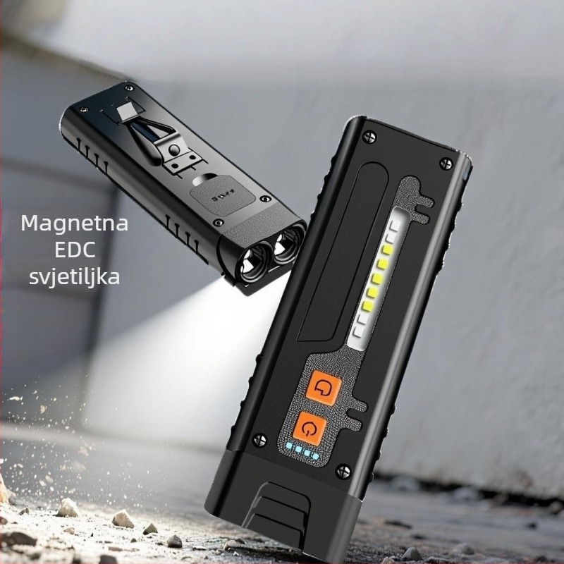 Vanjska dvostruka LED svjetiljka s tijelom od nehrđajućeg čelika, punjiva baterija 1000mAh, 3W LED, domet do 50 m, višenamjenska i izuzetno tanka