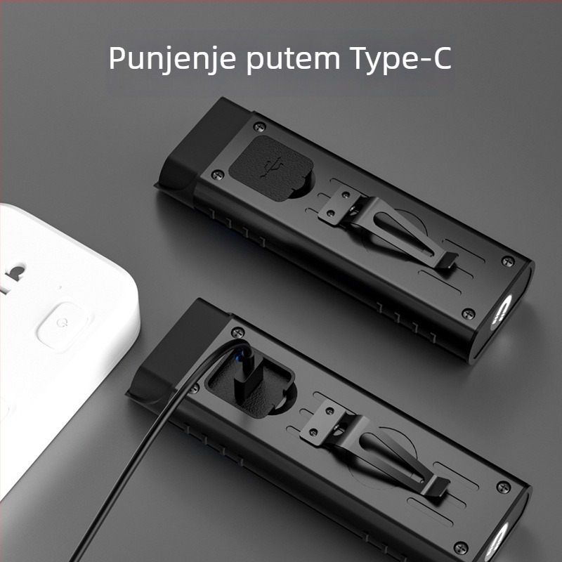 Vanjska dvostruka LED svjetiljka s tijelom od nehrđajućeg čelika, punjiva baterija 1000mAh, 3W LED, domet do 50 m, višenamjenska i izuzetno tanka