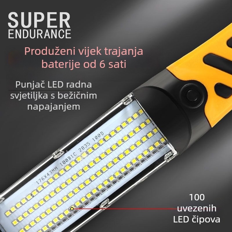 Ručna punjiva radna rasvjeta za popravak auta s kablom – LED, 100W, 5000 lm, IP65, 3.7V
