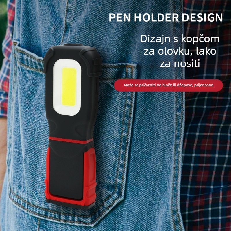 Lampica za održavanje s COB+LED, 500 lm, 3.7 V, 6000–7000 K, snažno magnetsko pričvršćivanje, model S605