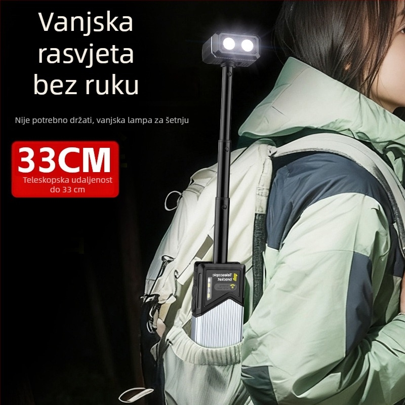LED magnetsko radno svjetlo s teleskopskim šipkom, 180° okret, 10W, 1200mAh, napajanje putem punjenja, za kampiranje i inspekcije