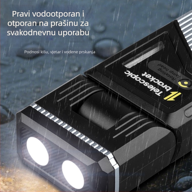 LED magnetsko radno svjetlo s teleskopskim šipkom, 180° okret, 10W, 1200mAh, napajanje putem punjenja, za kampiranje i inspekcije
