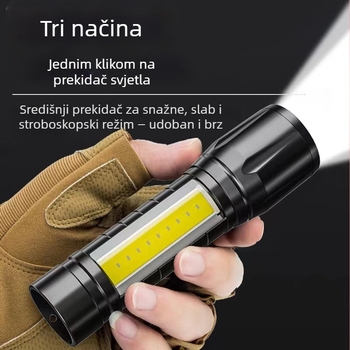 USB punjiva LED svjetiljka s ručnim pogonom, snažan LED, vodootporna, domet do 200 m, svjetlo za nuždu
