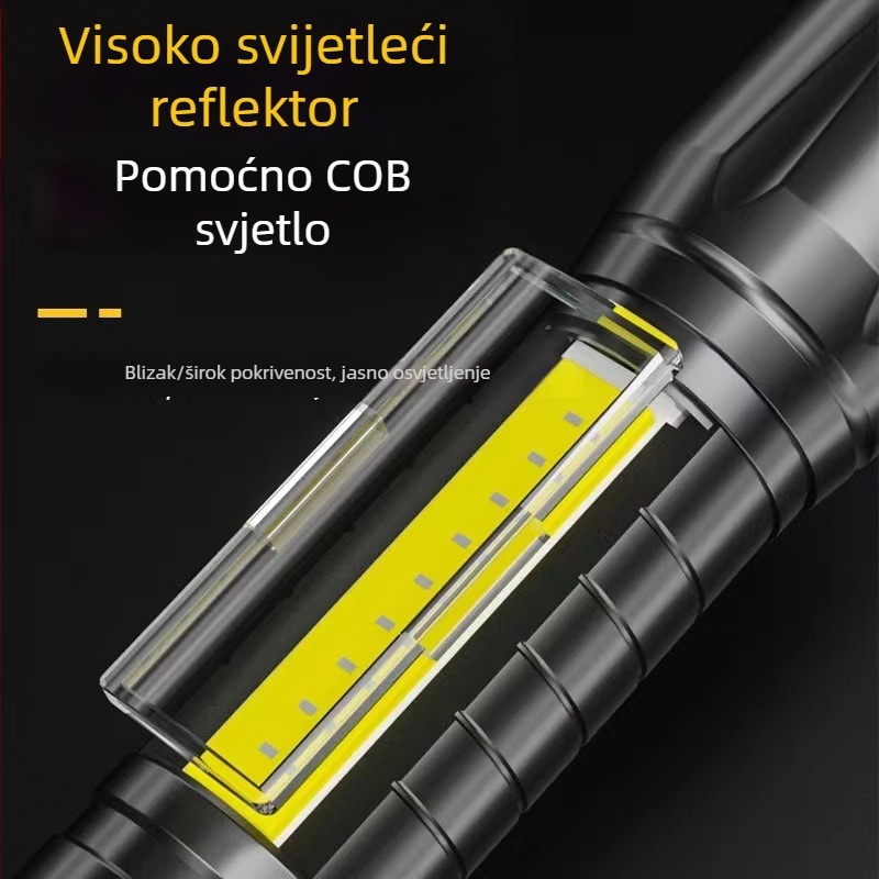 USB punjiva LED svjetiljka s ručnim pogonom, snažan LED, vodootporna, domet do 200 m, svjetlo za nuždu