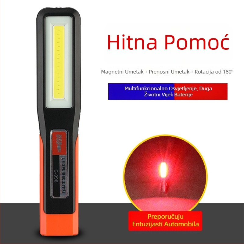 LED radna svjetiljka za auto popravak — prijenosna punjiva svjetiljka s jakim magnetom, 20W, 1200mAh, 360° rotacija, ručno punjenje