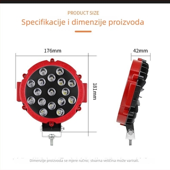 7-inčno LED radno svjetlo za terenska vozila 51W; usmjereno svjetlo za inženjerska vozila, prednji branik, svjetlo na krovu kamiona i lampica za inspekciju