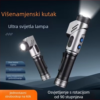 Višenamjenska LED svjetiljka, kućište od aluminijske legure, 21700 baterija, punjiva, domet 100–200 m
