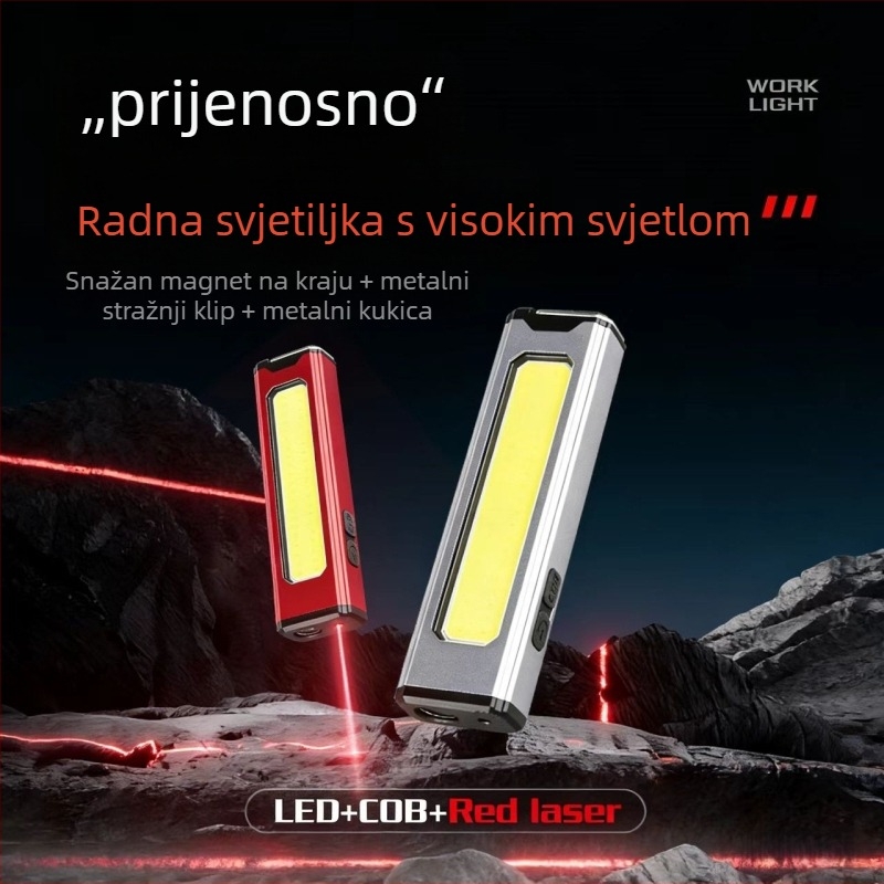 COB ponovno punjiva ručna radna svjetiljka s magnetskim klipom za olovku, LED 3W, 240 lm, kut snopa 136°, polimerna baterija 102050, radno vrijeme 3,5 h