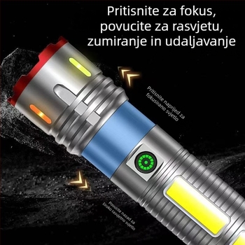 Punjaiva LED svjetiljka s teleskopskim zumom, COB bočno svjetlo, 5000mAh, 20W, vodootporna