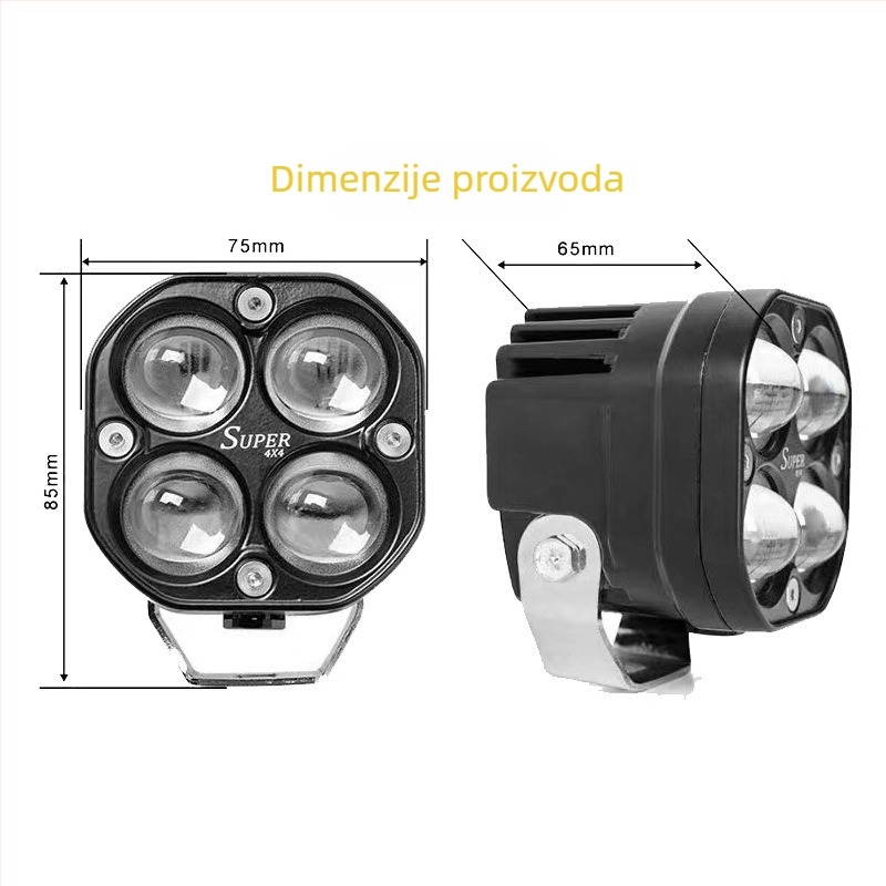 Dvobojni auto reflektor 40W, 12-24V, 4000LM, LED 5050, kućište od aluminija/PC