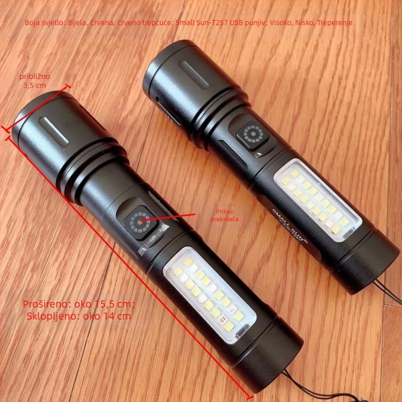 Ručna lampa Little Sun T257 – aluminijska legura, napajanje putem punjenja, LED, Višenamjenska