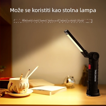Sklopiva COB radna svjetiljka, magnetska svjetiljka za šator, 10W, ugrađena 18650 baterija