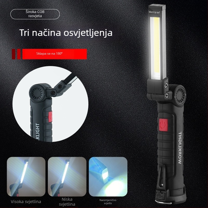 Sklopiva COB radna svjetiljka, magnetska svjetiljka za šator, 10W, ugrađena 18650 baterija