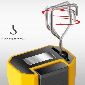 LED radna svjetiljka s jakim magnetom, skrivenim kukom, 2000mAh baterija, 3W snaga, 360° rotacija