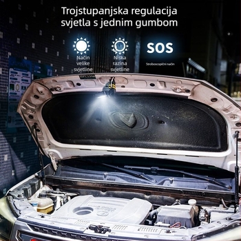 Svjetlo za rad na automobilu s COB LED, protuklizni klips, 360° rotacija, punjiva baterija 10000 mAh, domet <50 m, uključeno punjač