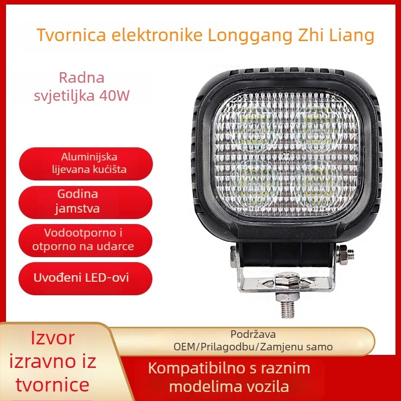 40W kvadratno LED radno svjetlo za viljuškare i traktore - 10-30V, 5800 lm, IP67, 6500K