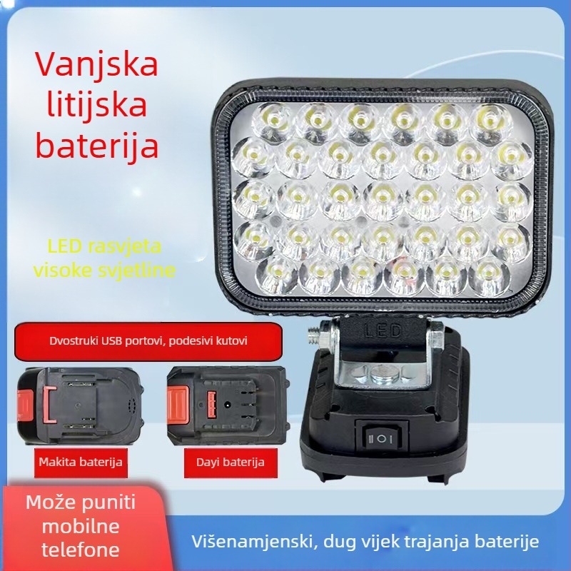Univerzalna LED radna svjetiljka s litijskom baterijom za popravak vozila – LED svjetlo kompatibilno s paketima baterija alata