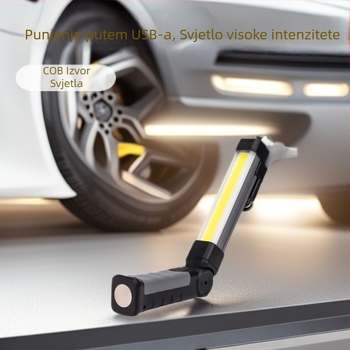 COB LED višenamjenska lampa za održavanje automobila, sklopiva s magnetom, USB punjenje, 2000mAh, domet zrake 50–100 m