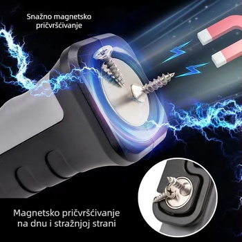 COB LED višenamjenska lampa za održavanje automobila, sklopiva s magnetom, USB punjenje, 2000mAh, domet zrake 50–100 m