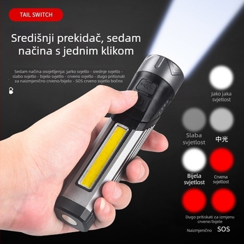 Laterna s dvostrukim COB izvorom svjetla – višestruki servisni model, 360° okretanje, ručno napajanje, kapacitet baterije 1500 mAh, snaga 5 W