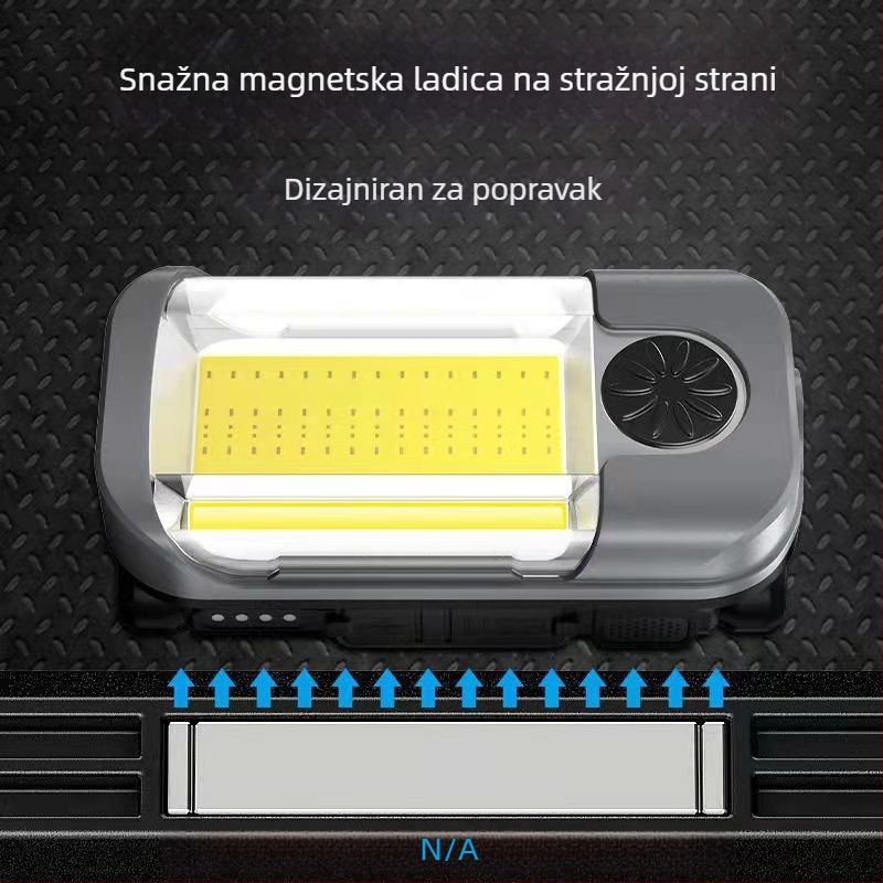 Ručna LED radna svjetiljka za auto popravak s USB punjenjem, COB LED, sklopni dizajn, 60 W, trajanje baterije oko 4 sata
