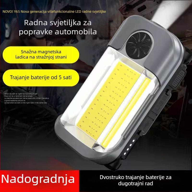 Ručna LED radna svjetiljka za auto popravak s USB punjenjem, COB LED, sklopni dizajn, 60 W, trajanje baterije oko 4 sata