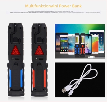 Mu Ning LED radna svjetiljka za auto popravke s magnetom, punjiva baterija 1200/2400 mAh, 3W, 360° rotacija