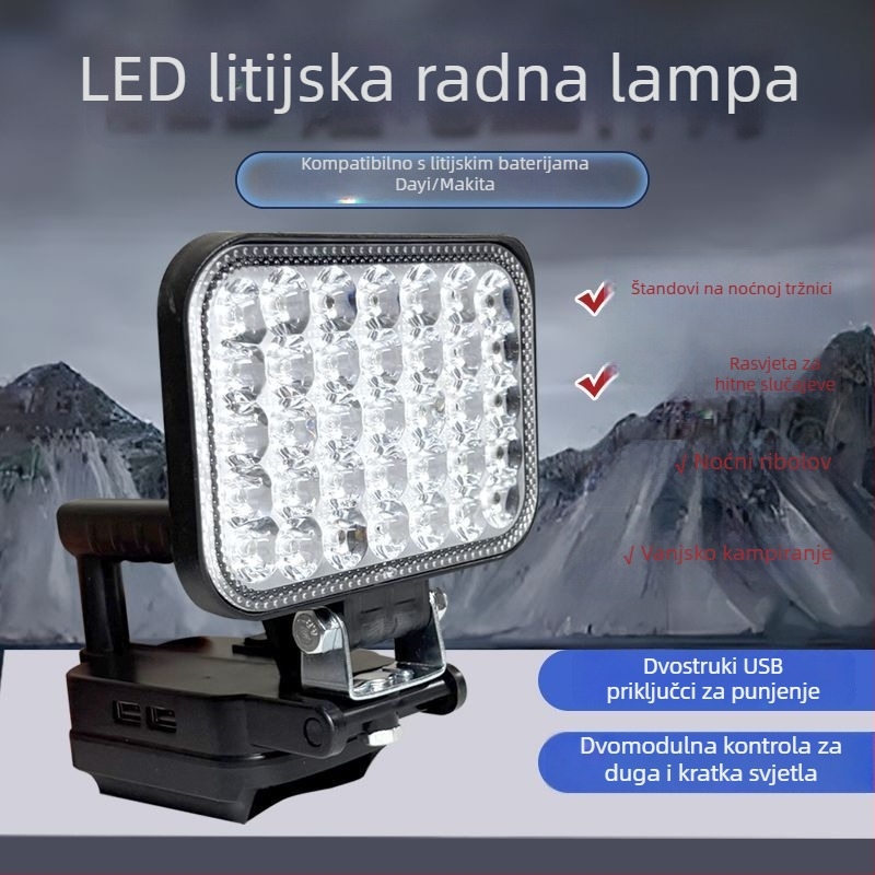 Višenamjenska radna svjetiljka s litijskom baterijom, električni ključ, svjetlo za pecanje, hitno LED rasvjeta za gradilište, punjenje telefona i popravak