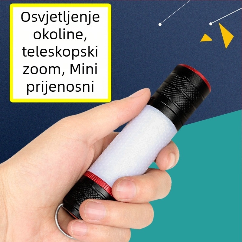 Mini prijenosna LED lampica za inspekciju automobila s magnetom na stražnjoj strani; materijal: aluminij + ABS; 10W; baterija 3200mAh (18650); izvor svjetla LED + žarulja; domet 100–200 m
