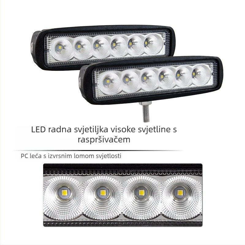 LED radna svjetiljka, 18W, 12-24V, 5000 lm, 6000K, Model YY-04-2x18fgb-f